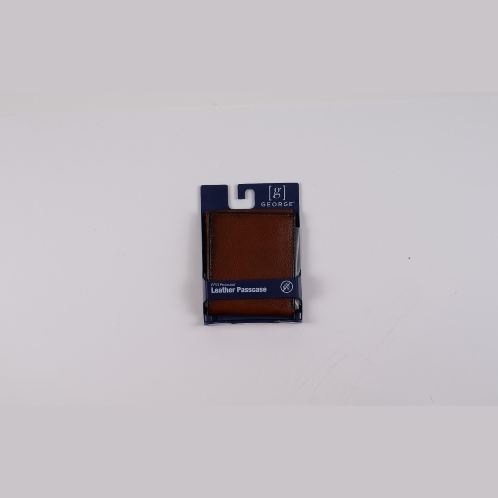 George Wallet Passcase Brown Leather RFID Protected NWT
